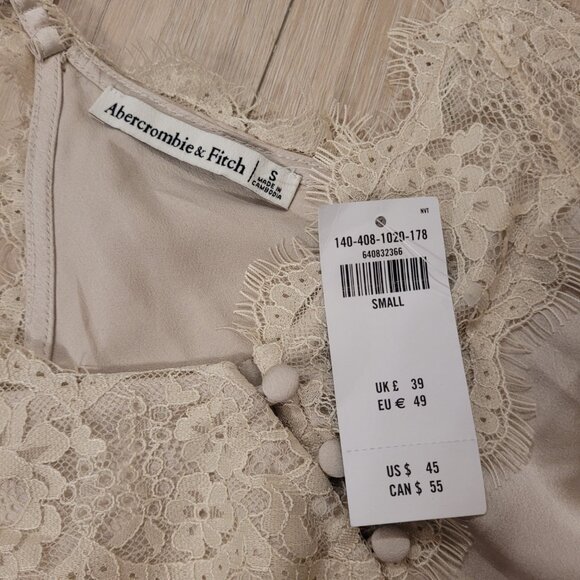 NWT ABERCROMBIE & FITCH | Lace Satin Sleeveless Bodysuit | Sz. S - Picture 8 of 10